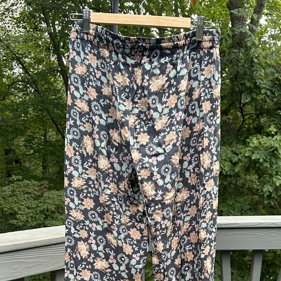 Cost Plus World Market Floral Straight Leg Pants - Black and Tan - Picture 5 of 9